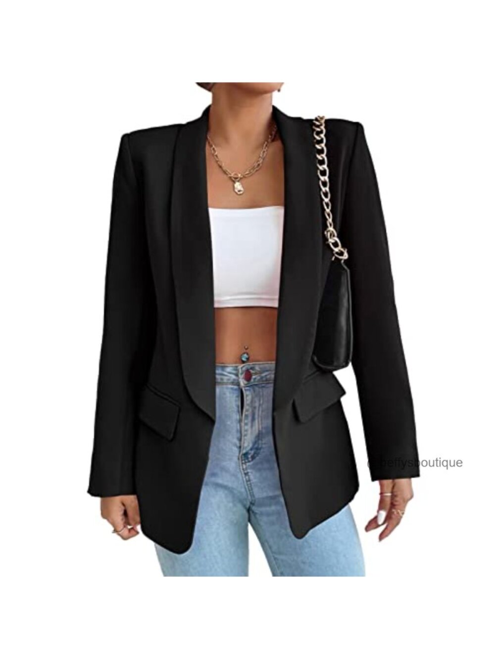 Open Front Blazer Shawl Collar Slim Fit Jacket Work Office Casual